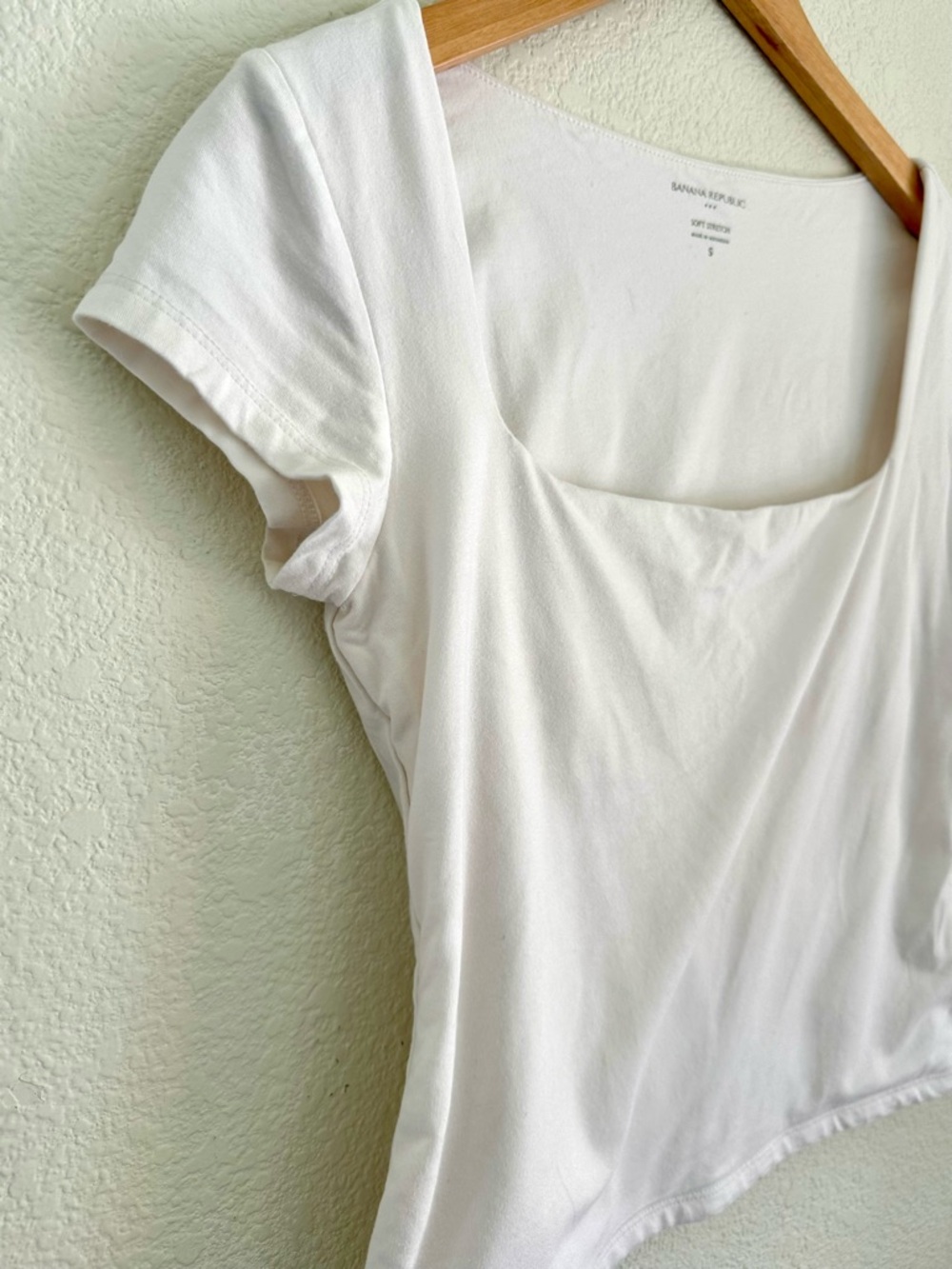 Banana Republic White Soft Stretch Square Neck Top Size S